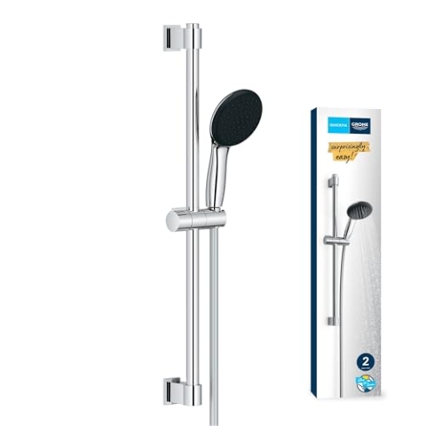 GROHE Vitalio 110, Duschset, 14l pro Min (Duschstangenset mit: Duschkopf 2 Strahlarten, 1,75m Schlauch, Duschstange 60cm, zum Kleben oder Bohren, ohne Kleber), rund, chrom, 26951001