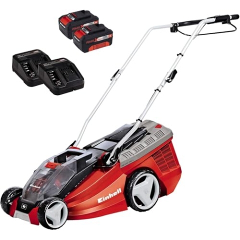 Einhell Akku-Rasenmäher GE-CM 36 Li Kit Power X-Change (36 V, 36 cm Schnittbreite, bis 350 m², Brushless, 40L Fangkorb, 25-75 mm Schnitthöhe, inkl. 2x 3,0 Ah-Akku und 2x Ladegerät)