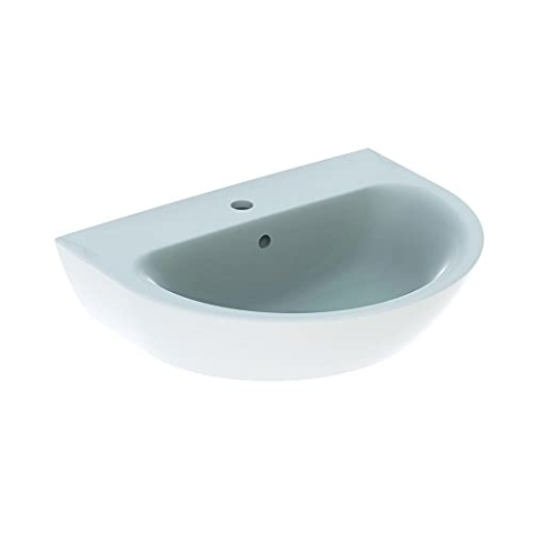 Geberit Renova Waschtisch, 1 Hahnloch, mit Überlauf, Breite: 60cm, Farbe: Weiß, mit KeraTect