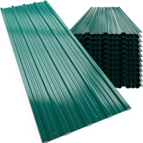 DEUBA® 12x Trapezblech 129cm x 46cm = 7m² verzinkt Profilblech Dachblech Wellblech Dachplatten Gerätehaus Carport Grün