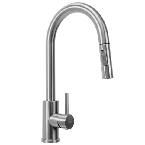 Rea Küchenarmatur ausziehbar FRESH BRUSH STEEL Wasserhahn Küche aus Messing 360° Drehung Armatur Küchenspüle Mischbatterie Spültischarmatur (Gebürstetes Stahl)