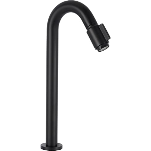 Saqu Essential 2.0 Kaltwasserhahn Gäste WC - 30 cm Hoher Waschtischarmatur - Messing - Mit Rosetten - Matt Schwarz - Waschbecken - Armatur