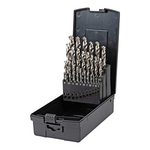 STIER Spiralbohrer Set HSS-Co5 / HSS-E, 25-teilig, Premium Metallbohrer Satz, Stahlbohrer Satz, geschliffen, zylinderischer Schaft, Cobalt Gehalt von 5%, DIN 338, Typ N