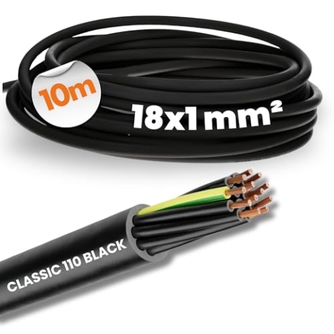 10 Meter Lapp 1120284 Ölflex Classic 110 Black 0,6/1kV PVC Steuerleitung 18x1 mm² mit Schutzleiter I Außenbereich I flammwidrig I Kabel 18 adrig I Anschlussleitung 18G1,0