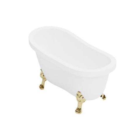 Vente-unique-Freistehende Badewanne mit goldfarbenen Löwenfüßen - 171 L - 145 x 74 x 77 cm - Weiß - NISOS II