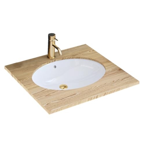Rea Waschbecken Unterbau Waschtisch Keramik Handwaschbecken Waschschale Oval Weiß 40x47 (Weiß)