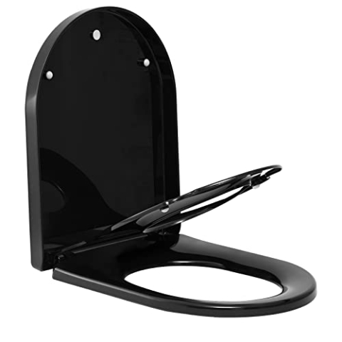 WOLTU Toilettendeckel mit Kindersitz, WC-Sitz mit Absenkautomatik für Familie, Klodeckel mit Ein-Knopf-Freigabe, Schnellmontage von oben, antibakterielle Klobrille in D-Form