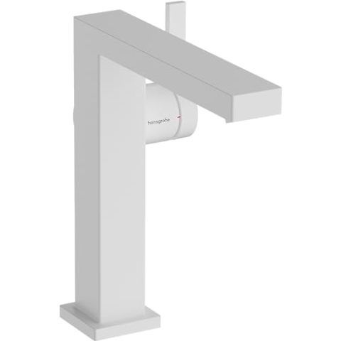 hansgrohe Tecturis E - Waschtischarmatur ohne Ablauf, energiesparend (CoolStart), Wasserhahn Bad mit Auslauf Höhe 173 mm, Mischbatterie Waschbecken wassersparend (EcoSmart+), Mattweiß, 73041700