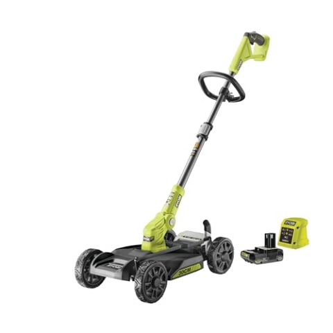 RYOBI 18 V ONE+ Akku-City-Rasenmäher RY18LMC30A-120 (33 cm Schnittbreite, 4-stufige Schnitthöhenverstellung 38 bis 75 mm, automatische Fadenverlängerung, inkl. 1x 2,0 Ah Akku und Ladegerät)