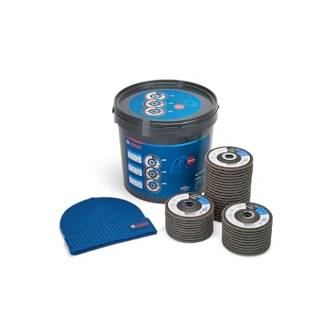 Bosch 40x Fächerschleifscheibe X551 Expert for Metal + Beanie Set (für Metall, Stahl, Gusseisen, Ø 125 mm, Körnung 40/60/80, M14, Professional Zubehör Winkelschleifer)