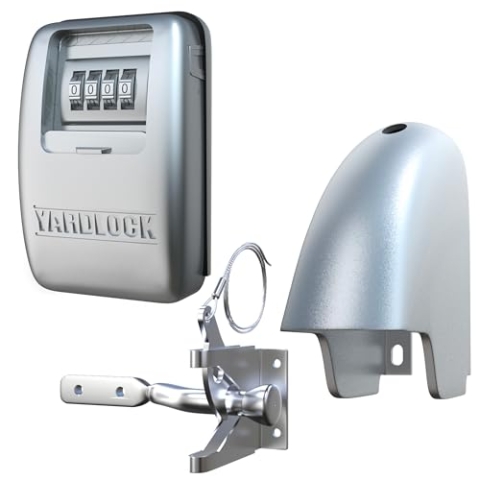 Schlüsselloses Torschloss XLS – sichert Zaunschloss und Riegel – langlebiges System – rostfreie Zinkdruckguss-Abdeckung und Kunststoffabdeckung – 4,4 x 7,6 x 12,7 cm; 1 kg – Silber