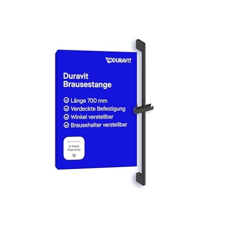 Duravit Universal Duschstange, Brausestange mit höhenverstellbarer Handbrausehalterung, variable Duschstange (700 mm), Schwarz Matt