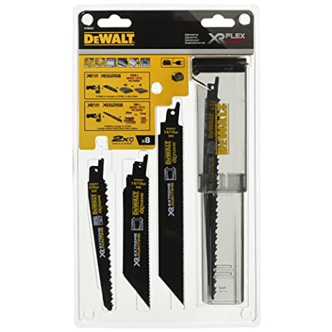 DEWALT XR Extreme Runtime Säbelsägeblätter Set DT99551 (für Säbelsägen, mit Universal-Schaft, 8-teilig, Gesamtlängen: 152, 203 und 230 mm, HCS und Bi-Metall-Blätter) 1 Stück