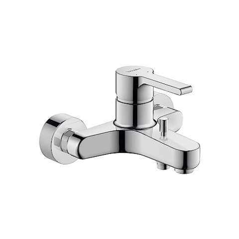 Duravit B.2 Wannenarmatur Aufputz für 2 Verbraucher mit Umstellventil, Einhebel-Wannenmischer mit Keramikmischsystem, Badewannenarmatur in Chrom