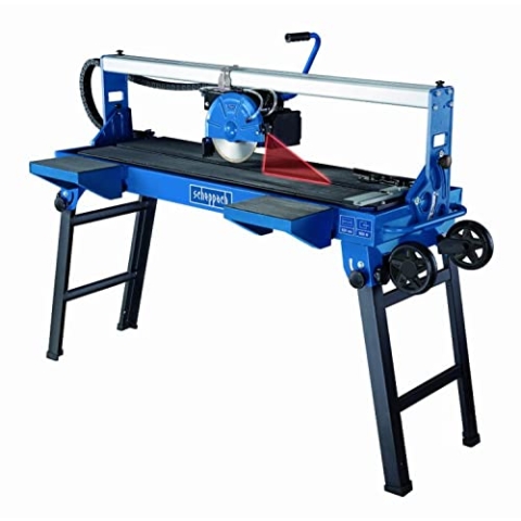 Scheppach Fliesenschneider FS3600 | 900W Leistung | Schnitthöhe 36mm | Trennscheibe- Ø 200mm | Tischgröße 1290 x 400mm | schwenkbarer Schneidkopf | Tauchfunktion | Wasserbehälter 30L