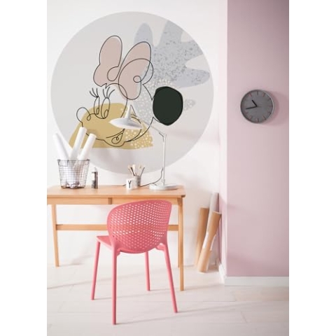 Komar Disney DOT runde und selbstklebende Vlies Fototapete von Disney - Minnie Line Art - Ø Durchmesser 125 cm - Kinderzimmer, Wandtattoo, Wandsticker, Tapete - DD1-042