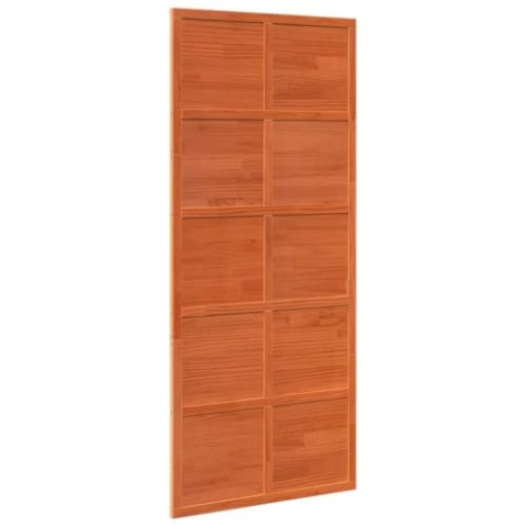 vidaXL Scheunentür, Holzschiebetür Platzsparend, Zimmertür Scheunentor-Look, Schiebetür Holztür Innentür, Wachsbraun 90x208cm Massivholz Kiefer