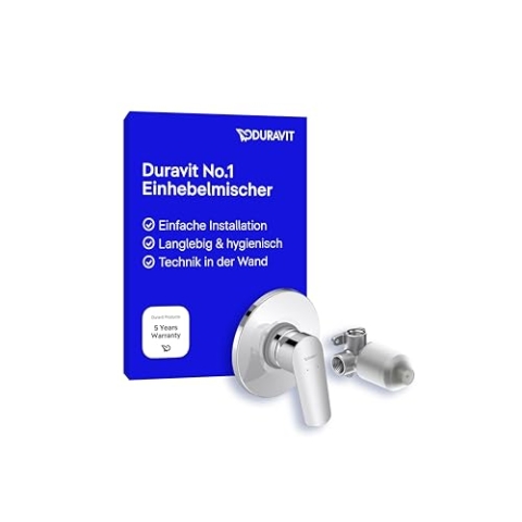 Duravit No.1 Duscharmatur Set für 1 Verbraucher, inkl. Fertigmontageset mit Unterputz-Grundkörper, Einhebel-Brausemischer mit Keramikmischsystem, chrom