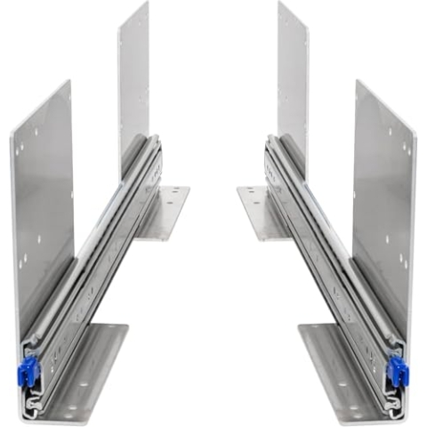 BRASOM Auszugsschienen - Schubladenschienen 2000mm, 250kg, 80 inch, mit hohe Bodenmontage, Heavy Duty, Lock in/aus Schubladen Schienensystem, Kugellager, links und rechts