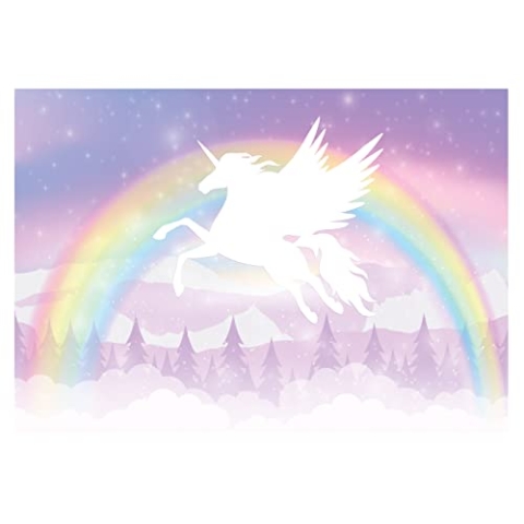 WallArena - Vlies Fototapete Kinderzimmer 312x219 cm Einhorn Regenbogen Mädchen Märchen für Kinder - Fototapeten Tapeten für Kinder Kindertapete - Vliestapete Wandtapete Tapete 3D Effekt