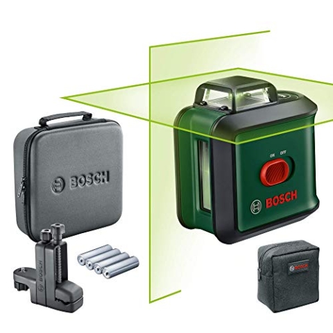 Bosch Kreuzlinienlaser UniversalLevel 360 mit Universalklemme MM 3 (vertikale + horizintale Laserlinien inkl. 360° zum Ausrichten im ganzen Raum)