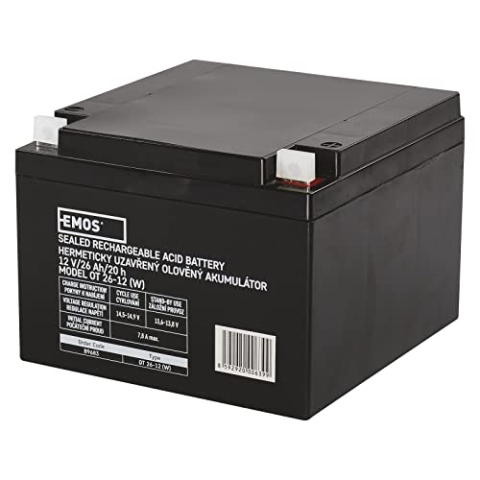EMOS Wartungsfreier Bleiakku/Bleiakkumulator für Gefahrmeldeanlagen, Brandmeldetechnik, USV, 12V, 26Ah