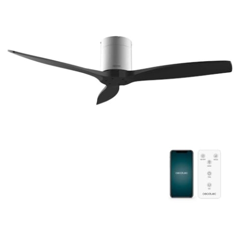 Cecotec - Deckenventilatoren EnergySilence Aero 5500 Aqua IronBlack Connected, DC 40 W Motor, Wi-Fi-Steuerung, Innen- und Außeneinsatz, 3 Flügel, 6 Geschwindigkeiten, Metallisch Schwarz