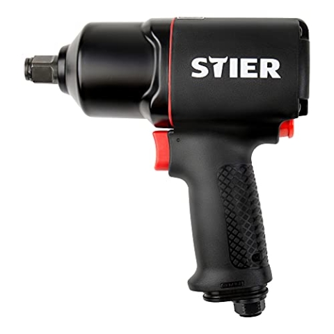 STIER Druckluft Schlagschrauber 23-TR, 3/4 Zoll, max. Lösemoment: 1.756 Nm, Hochleistungs Doppelhammer-Schlagwerk, 3 Geschwindigkeitsstufen, Rechts- und Linkslauf