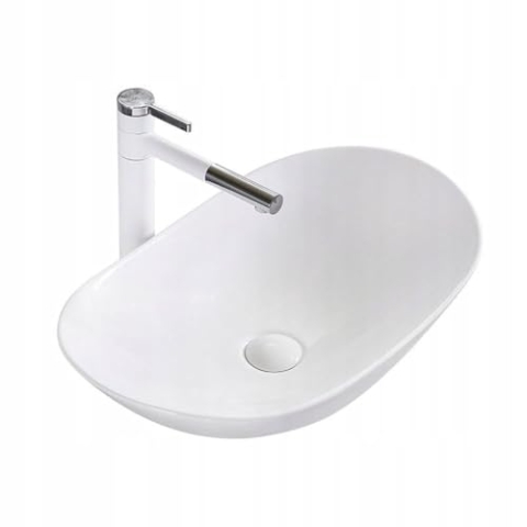 Rea Aufsatzwaschbecken Royal 60 Waschbecken für Badezimmer aus Keramik Modern Design Waschtisch 62 x 34 cm