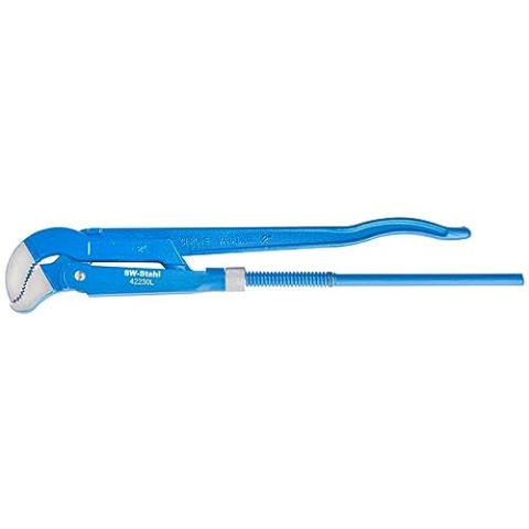 SW-Stahl 42230L Rohrzange 525 mm I Rohrzange S Maul I Abrutschschutz Klempner Zange geschmiedet und lackiert I Zange aus Chrom-Vanadium-Stahl I Rohrinstallation I Rohrzange blau