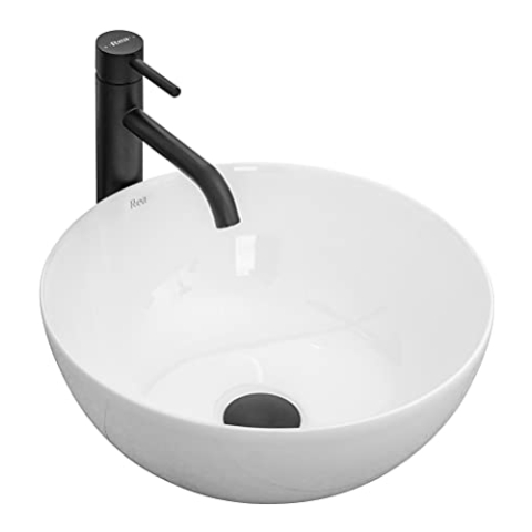 Rea Waschbecken Waschtisch Aufsatzwaschbecken Keramik Handwaschbecken Aufsatz Waschschale Rund Weiß 36x36
