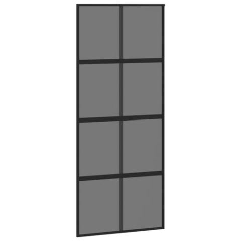 vidaXL Schiebetür, Glasschiebetür mit Metallrahmen, Schlank Glastür Tür mit Zubehör, Innentür Zimmertür, Schwarz 90x205 cm Hartglas Aluminium