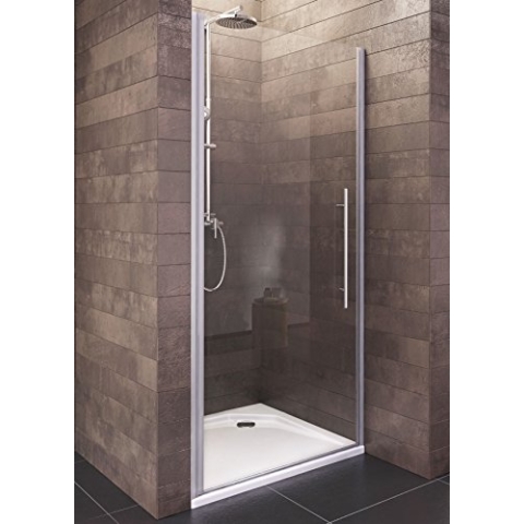 Schulte D69241006 01 50 Duschkabine Drehtür Nische Bremen, 90 x 190 cm, 5 mm Sicherheitsglas transparent, Profile in alu grau