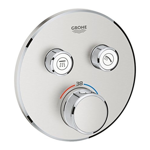 GROHE Grohtherm Smartcontrol - Thermostat (mit 2 Absperrventilen, Sicherheitssperre bei 38°C, langlebige Oberfläche), supersteel, 29119DC0