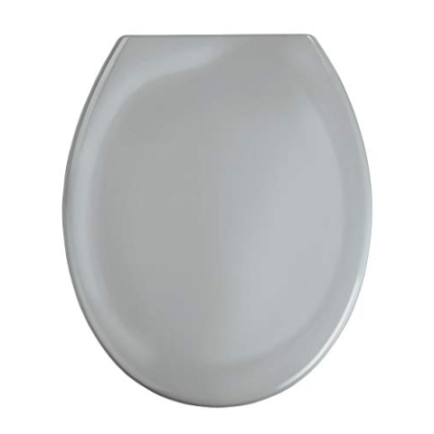 WENKO WC-Sitz Ottana Hellgrau, hygienischer Toilettensitz mit Absenkautomatik, WC-Deckel mit Fix-Clip Befestigung, aus antibakteriellem Duroplast