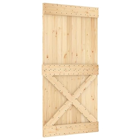 vidaXL Tür, Schiebetür für Schlafzimmer Küchen Scheunen Garagen, Holztür mit Schiebetürbeschlägen, Innentür Holztür, Massivholz Kiefer
