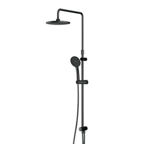 Duschset Brauseset Duschsystem ohne Armatur, Regenduschset Kopfbrause Rund Handbrause Duschsäule Dusche AM.PM F07TA022 Hit, Schwarz matt