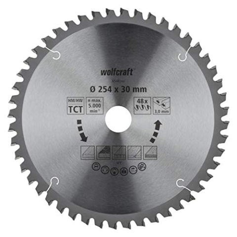 wolfcraft 6548000 Kapp- und Gehrungssägeblatt ø 254 mm - feine, saubere Schnitte