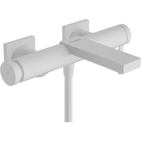 hansgrohe Tecturis E - Badewannenarmatur Aufputz für 2 Verbraucher, Mischbatterie Badewanne mit Auslauf Länge 21,3 cm, Einhebelmischer Wanne, Mattweiß