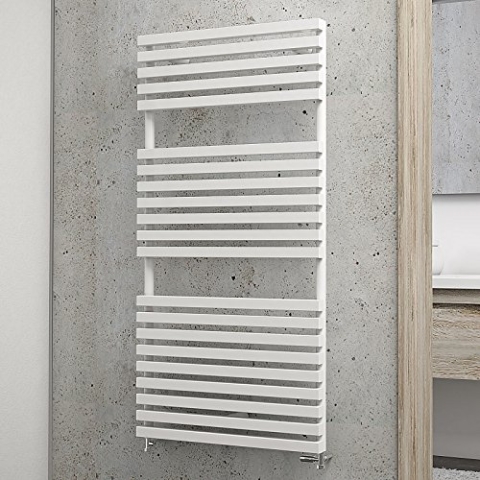 Schulte Bad-Heizkörper Genf, 118x60 cm, 717 Watt, Anschluss unten, alpin-weiß, Design-Heizkörper für Zweirohrsysteme
