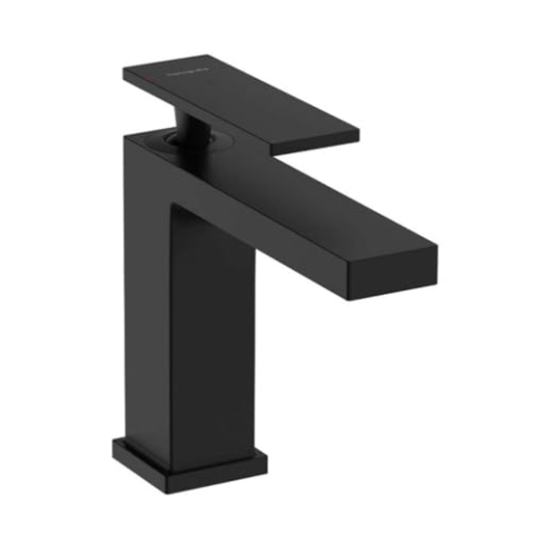 hansgrohe Tecturis E Einhebel-Waschtischmischer 110, Ausladung 144mm, ohne Ablaufgarnitur, CoolStart, 73016, Farbe: Mattschwarz