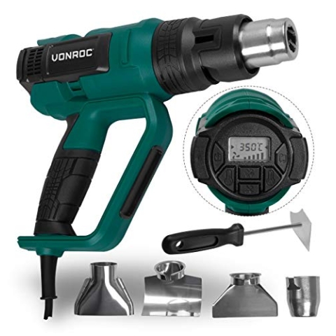 VONROC Professionelle Heißluftpistole| Farbabbrenner 2000W – 60 Temperaturstufen (50°C - 650°C) & 5 Gebläsestufen (250 – 500L/min) – Incl. Zubehör und Aufbewahrungstasche