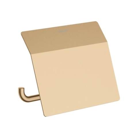 hansgrohe AddStoris - Toilettenpapierhalter mit Deckel, Klopapierhalter für Wandmontage, Klorollenhalter, verdeckte Befestigung, Badezimmer Zubehör, Brushed Bronze, 41753140