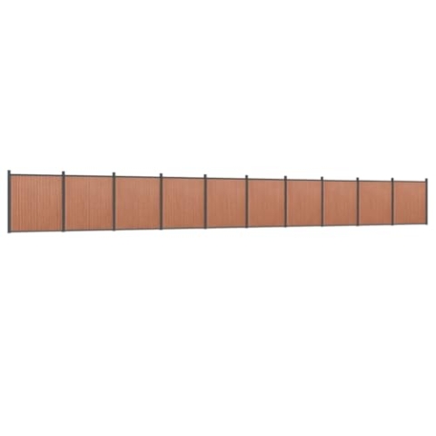 vidaXL Zaunelement, Gartenzaun mit Aluminiumpfosten Bodenplatte, Sichtschutzzaun für Garten Terrasse, Lamellenzaun Windschutzzaun, Braun WPC
