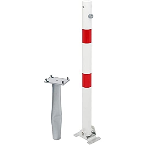 Alberts 781057 Absperrpfosten Klappy-Bo | wahlweise in verschiedenen Ausführungen | zum Einbetonieren, umlegbar | weiß | Pfosten-Ø 60 mm | Höhe über Boden 100 cm