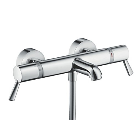 hansgrohe Ecostat Comfort Care Aufputz Wannenthermostat, für 2 Funktionen, extra lange Griffe, Chrom