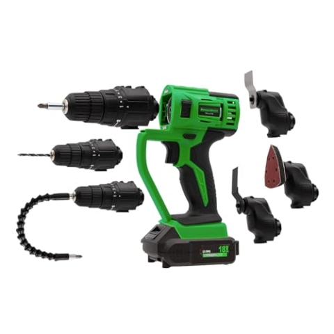 Hammersmith MultiTool - 58tlg Set - Akku Multifunktionswerkzeug - Oszillationswerkzeug - Bohren, Schrauben, Schneiden, Schleifen - Rotationswerkzeug