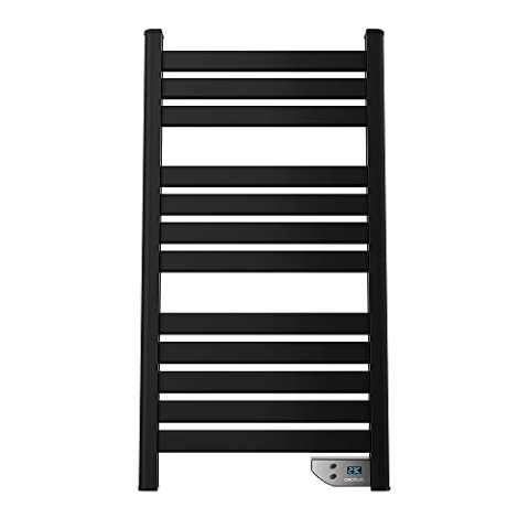 Cecotec Elektrischer Badheizkörper ReadyWarm 9090 Twin Towel Black. 500 W, LED-Anzeige, 2 h Timer, Schutzart IP24, doppeltes Sicherheitssystem, Elegantes Design und Montageset, Schwarz