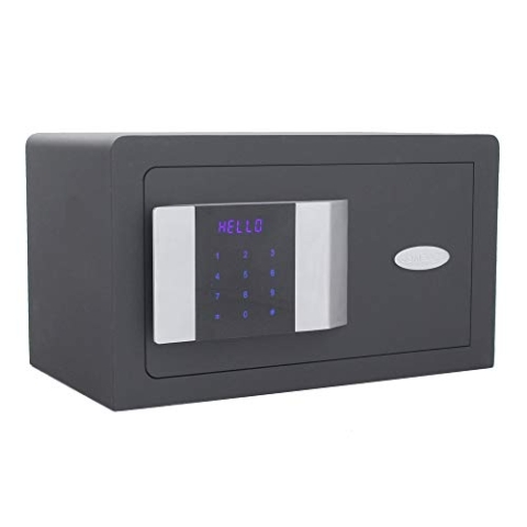 Rottner Hoteltresor Prestige 200 Touchscreen, Elektronikschloss mit elektronischer und mechanischer Notöffnung, anthrazit, BxHxT 35x20x20 cm, LED-Innenbeleuchtung, Teppich, Montagematerial inkl.