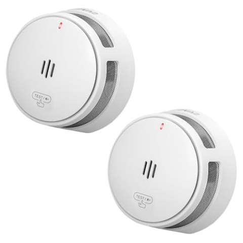 SAVS S10 Stand-Alone-Rauchwarnmelder - Integrierte Rauchmelder 10 Jahre Batterie - Optischer Doppelsensor - Fernbediente Mute-Funktion - Schlankes & Modernes Design - Einfache Installation - 2er Set